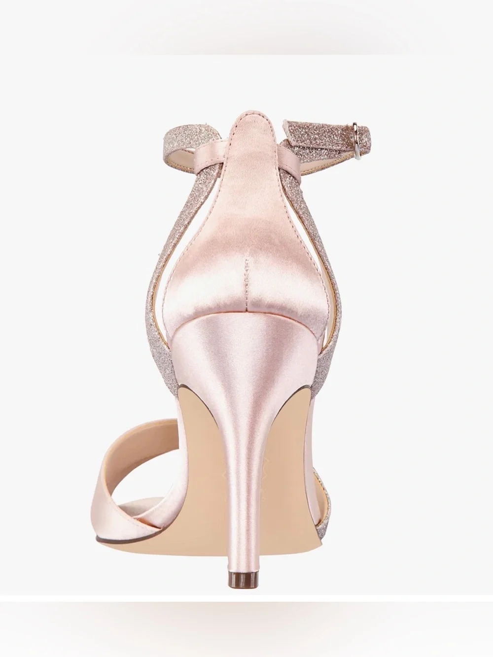 Nina Venus Pearl Rose Satin High Heel Sandals with Ankle Strap